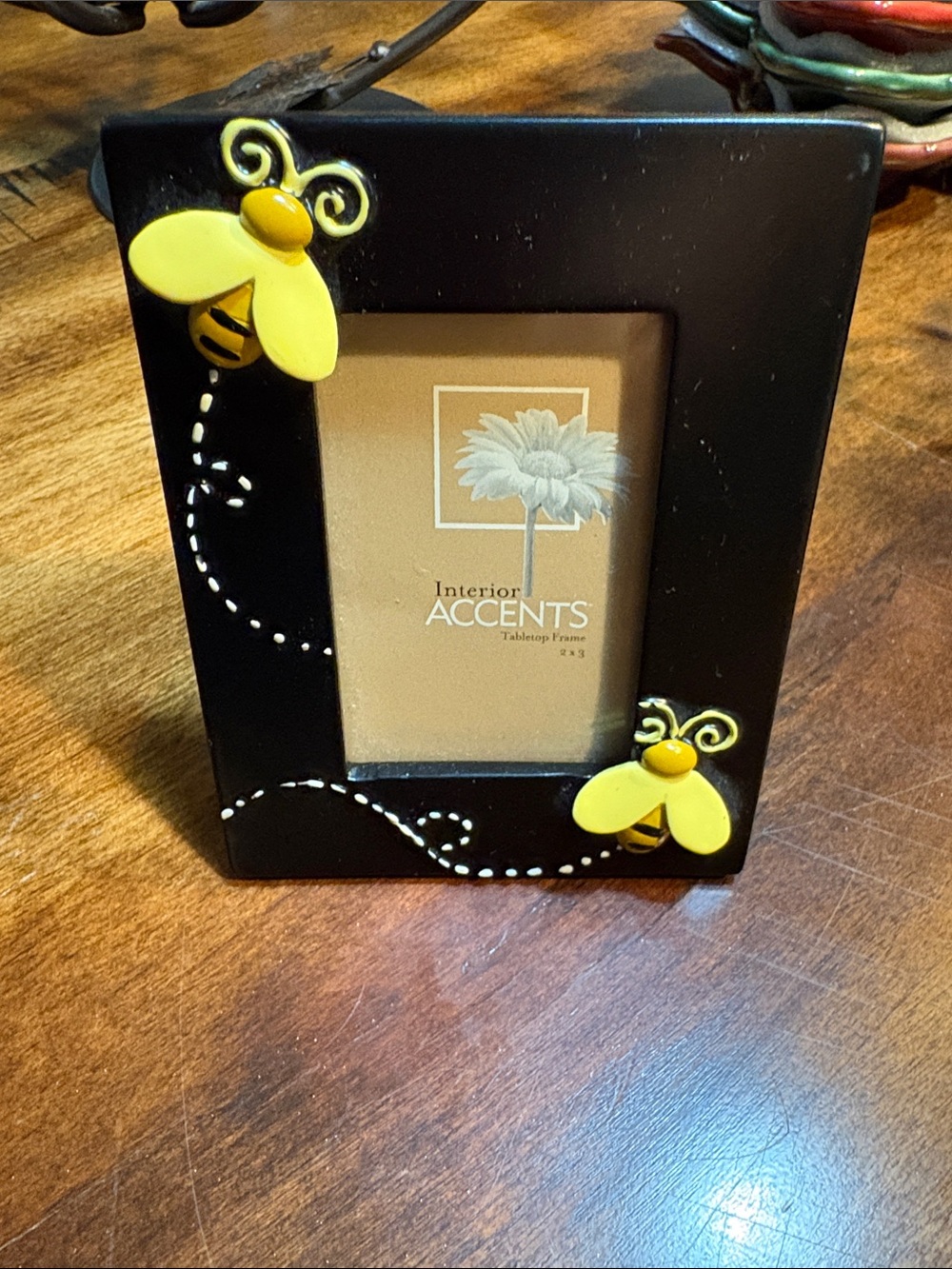 Black Picture Frame with Yellow Bee Accents
